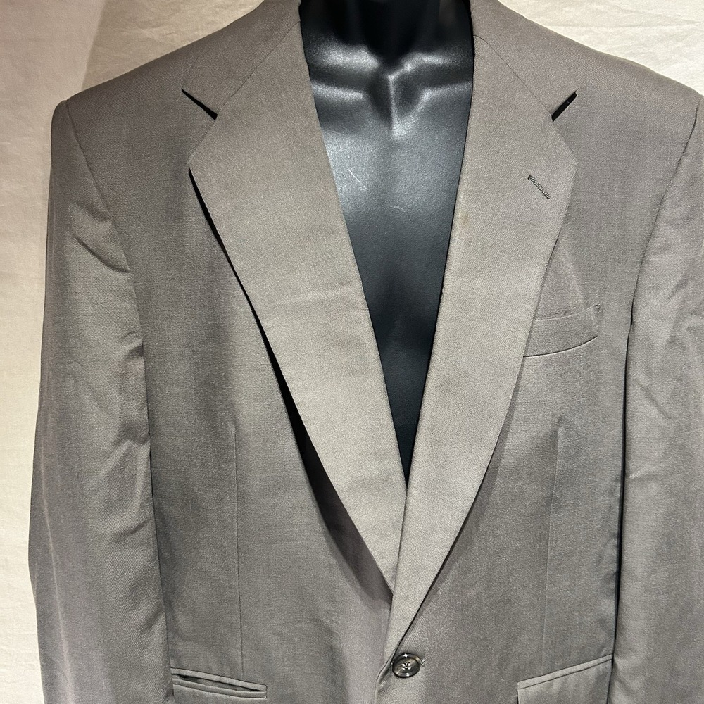 Vintage Stafford Blazer Mens 46R Gray USA Made Sport Coat Jacket Taupe 2 Button